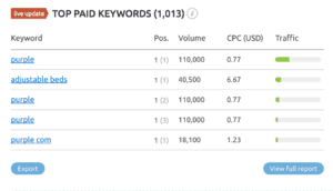 Paid Keywords for Purple